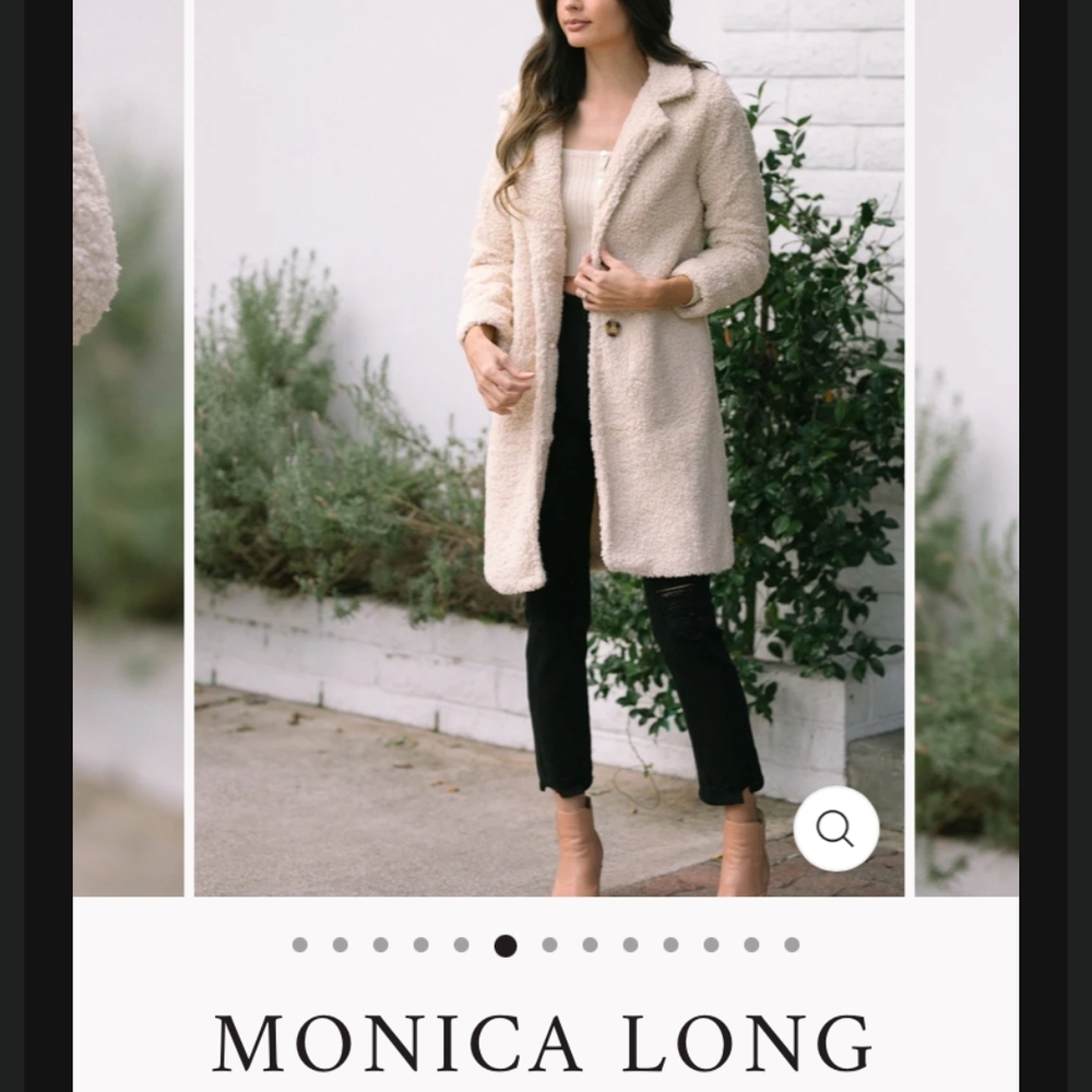 Morning Lavender - Monica Long Cream Teddy Jacket By Haute Monde